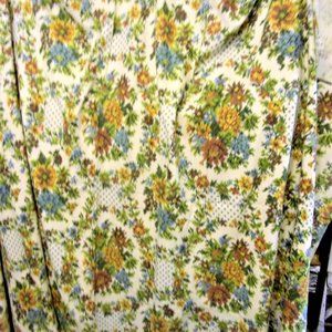 Vintage Printed Tablecloth 84"x58" Looks Like Needlepoint/Tapestry Cottage Core
